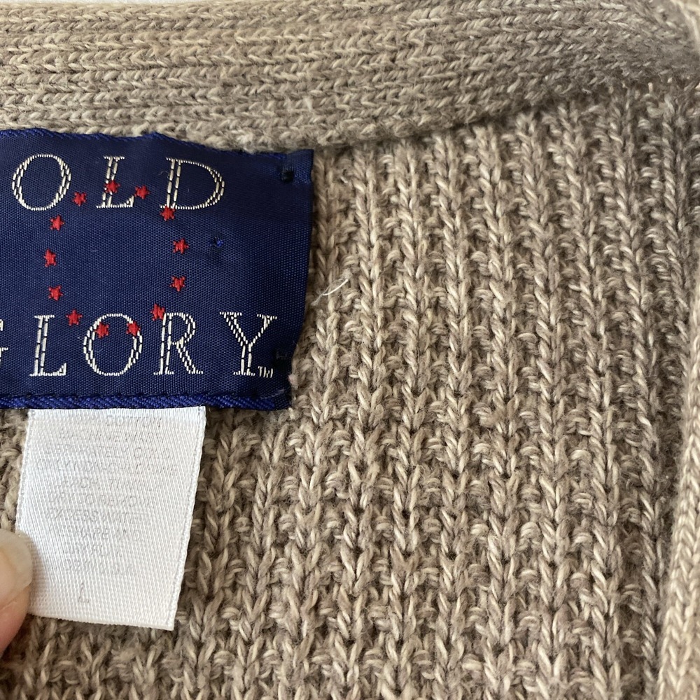 Old Glory Vintage Knit Sleeveless Button Up Vest Mens L Classic Basic Golf Beige - Picture 8 of 9